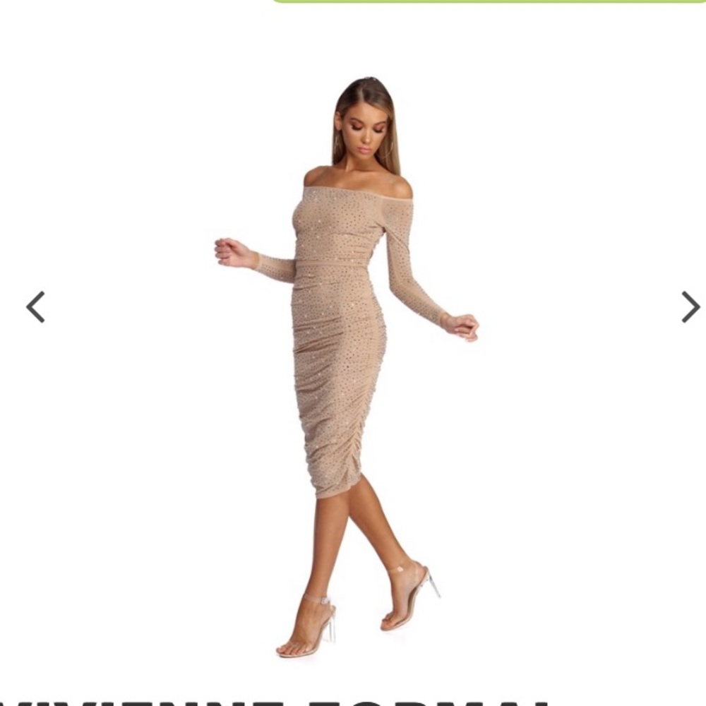 WINDSOR VIVIENNE FORMAL HEAT STONE MIDI DRESS